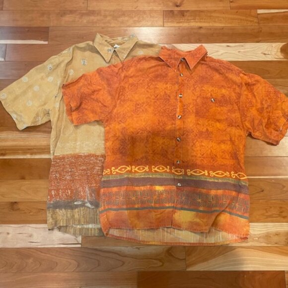 (2) Vintage The Territory Ahead Button-Up Print Short Sleeve Shirts - Men's L - Picture 1 of 11